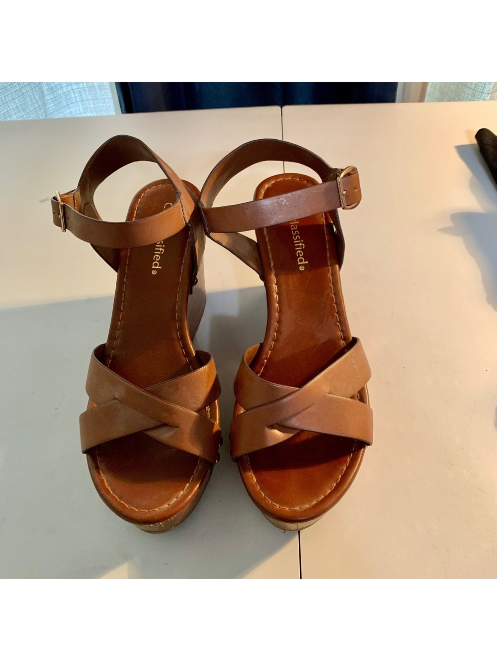 Cityclassified tan wedge sandals